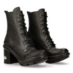 Ladies New Rock Platform Heel Boots Plain Metal Military Punk Goth NewTYRE07X-S1 - Knighthood Store