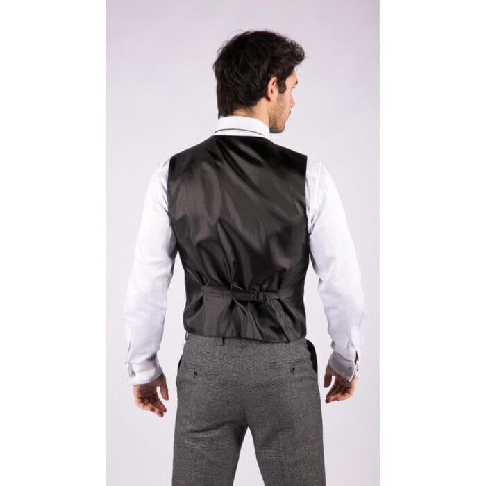 Mens Classic 3 Piece Suit Prince Of Wales Check Grey Tailored Fit Vintage Wedding - Knighthood Store