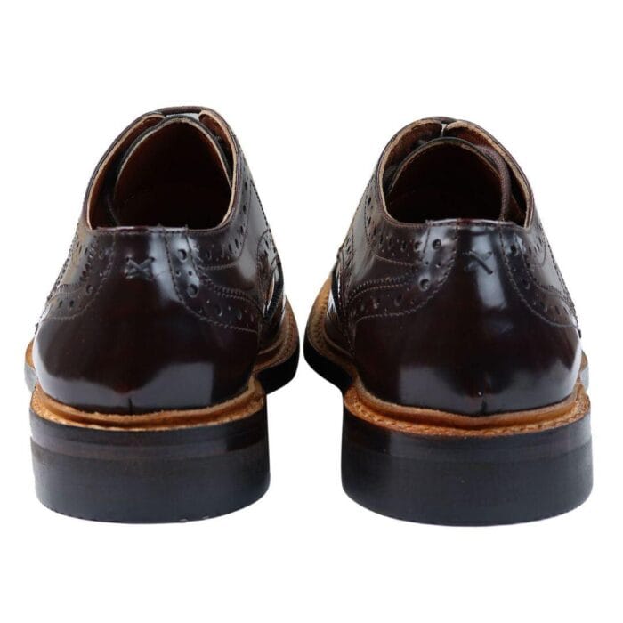 Mens Oxford Brogue Shoes Laced Leather Goodyear Welted Tan Brown Burgundy - Knighthood Store
