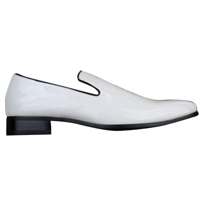 Mens Slip On Patent Shiny Driving Loafers Shoes Leather Smart Casual White Black - Knighthood Store