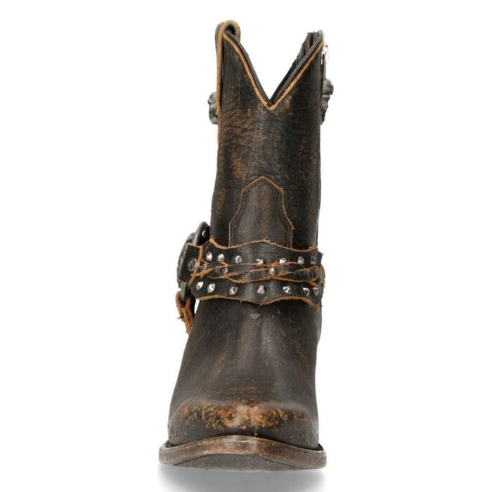 New Rock WSTM005-S2 Brown Leather Cowboy Western Pointed Boots Vintage - Knighthood Store
