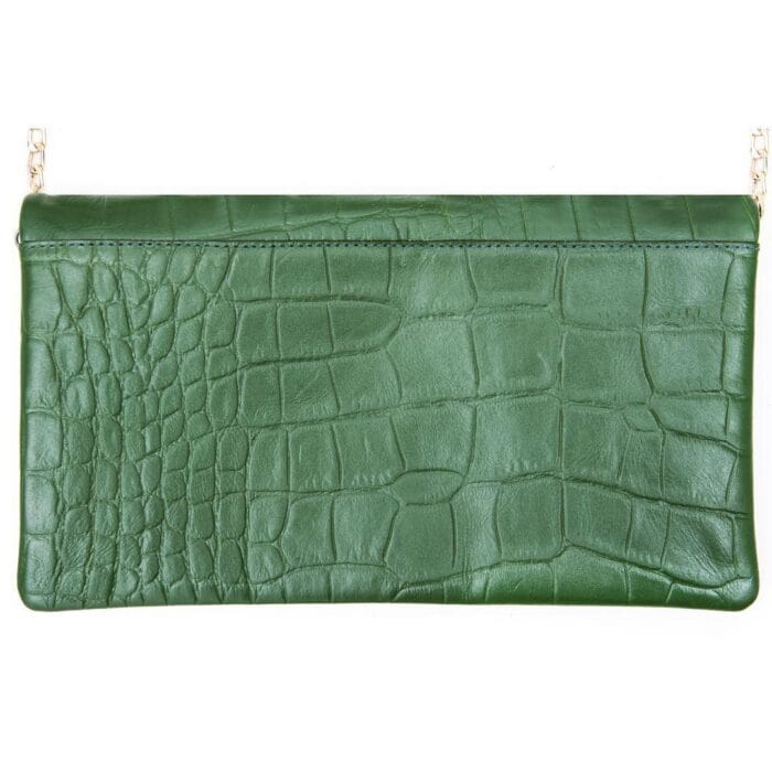 Womens Real Leather Patent Clutch Shoulder Bag Metal Chain Cross Body Textured - Knighthood Store