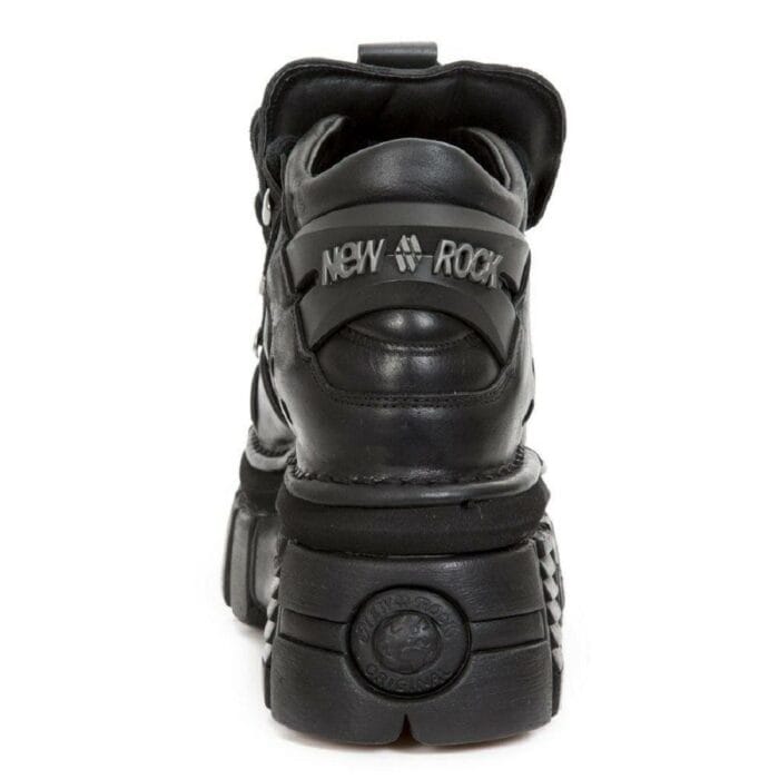 New Rock M.106-S29 TOWER SHOES Metallic Black Leather Biker Gothic Boots - Knighthood Store