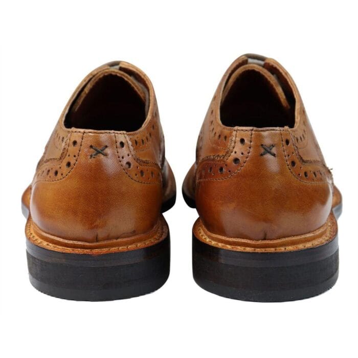 Mens Oxford Brogue Shoes Laced Leather Goodyear Welted Tan Brown Burgundy - Knighthood Store