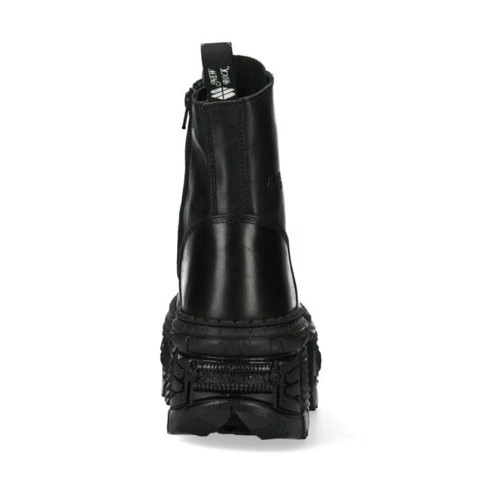 New Rock Boots Punk WALL083C-S5 Unisex Metallic Black Leather Platform Gothic EMO - Knighthood Store