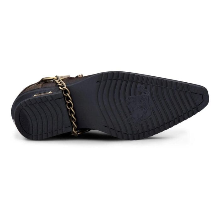 Mens Genuine Leather Western Shoes Croc Snake Pattern Metal Chain Belt Cuban Heel Dancing - Knighthood Store