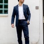 Mens 2 Piece Summer Linen Suit Navy Smart Casual Formal Business Wedding Slim Fit - Knighthood Store