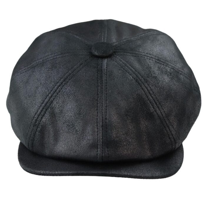 Mens 8 Panel Razor Baker Boy Hat PU Leather Blinders Newsboy Flat Cap Black Brown - Knighthood Store