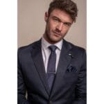 Mens Navy 2 Piece Suit Lightweight Cotton - Knighthood Store