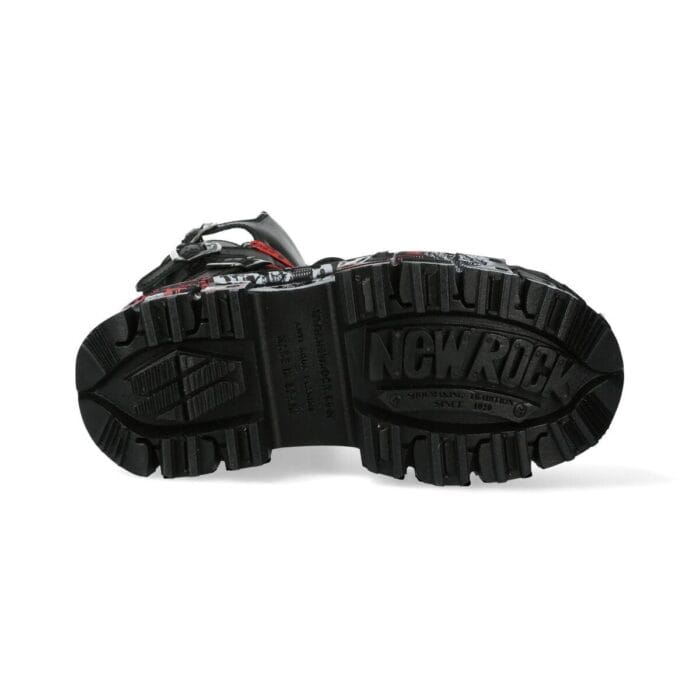 New Rock Boots WALL028B-C1 Unisex Metallic Black Leather Platform Gothic Boots - Knighthood Store