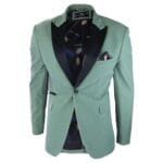 Mens Velvet Blazer Tuxedo Jacket Black Satin Lapel Pastel Blue Pink Green - Knighthood Store