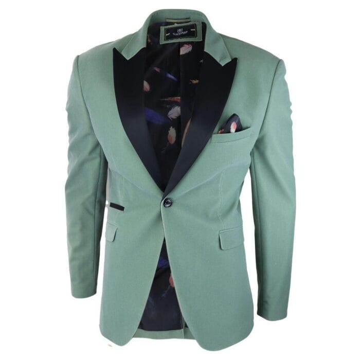 Mens Velvet Blazer Tuxedo Jacket Black Satin Lapel Pastel Blue Pink Green - Knighthood Store