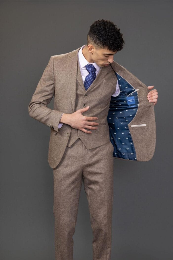 Men's Suit 3 Piece Brown Wedding Formal Dress - Knighthood Store