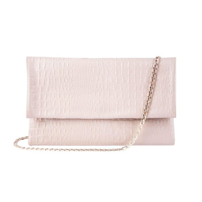 Womens Real Leather Hide Clutch Shoulder Bag Metal Chain Cross Body Textured - Knighthood Store
