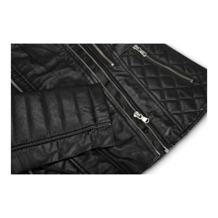 Ladies Women Real Leather Biker Rock Black Slim Fit Jacket - Knighthood Store
