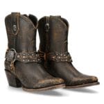 New Rock WSTM005-S2 Brown Leather Cowboy Western Pointed Boots Vintage - Knighthood Store