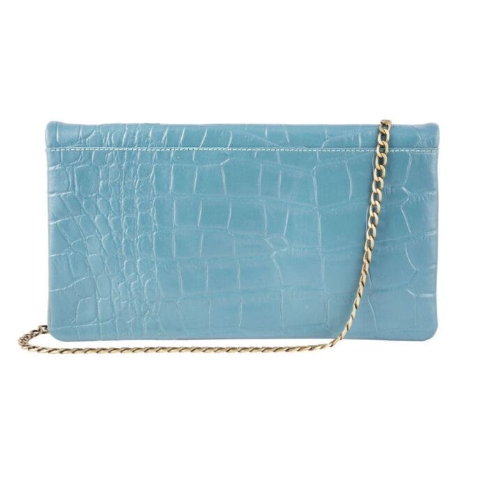 Womens Real Leather Patent Clutch Shoulder Bag Metal Chain Cross Body Textured - Knighthood Store