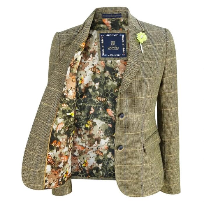 Women Classic Tweed Herringbone Check Tan Brown Slim Fit Vintage peaky blinders - Knighthood Store