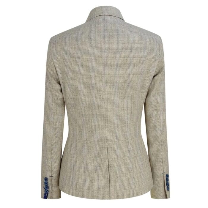 Women Tweed Herringbone Cream Black Tailored Fit Peaky Blinders Classic Blazer - Knighthood Store