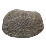 Mens Herringbone Tweed Wool Check Grandad Flat Caps Hats Vintage Green Grey Blue Brown - Knighthood Store