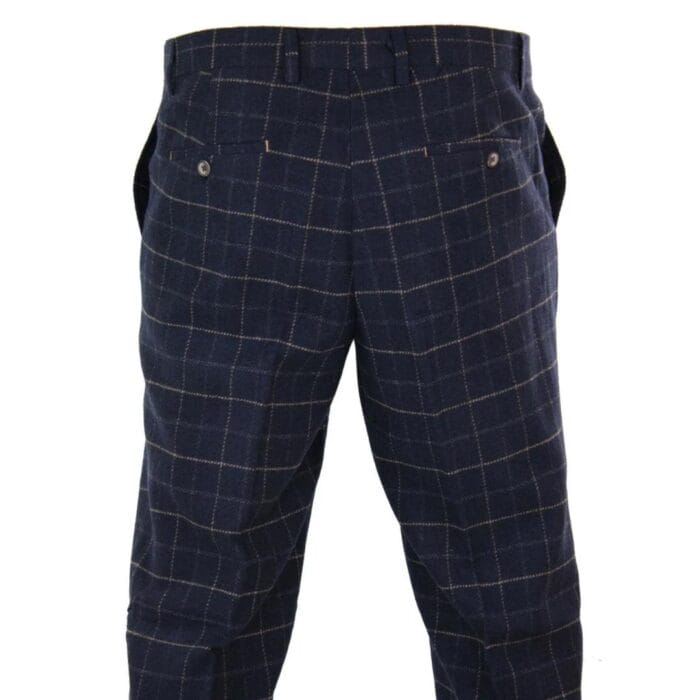 Mens Herringbone Tweed Check Blinders Trousers Wool Vintage Classic Retro - Knighthood Store