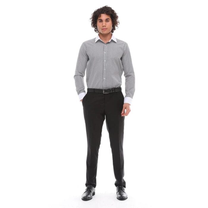 Mens Button Down Stripe Dress Shirt Smart Formal Classic Collar - Knighthood Store