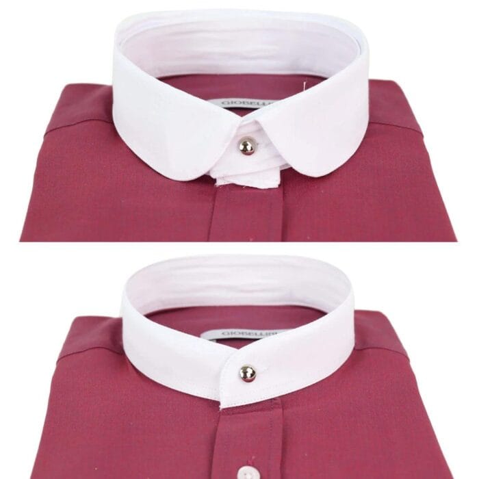Mens Peaky Blinders Herringbone Shirt Detachable Collar Penny Button Collarless - Knighthood Store