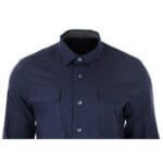 Mens Smart Casual Over Shirt Grey Navy Relaxed Fit Classic Button Down Pockets - Knighthood Store