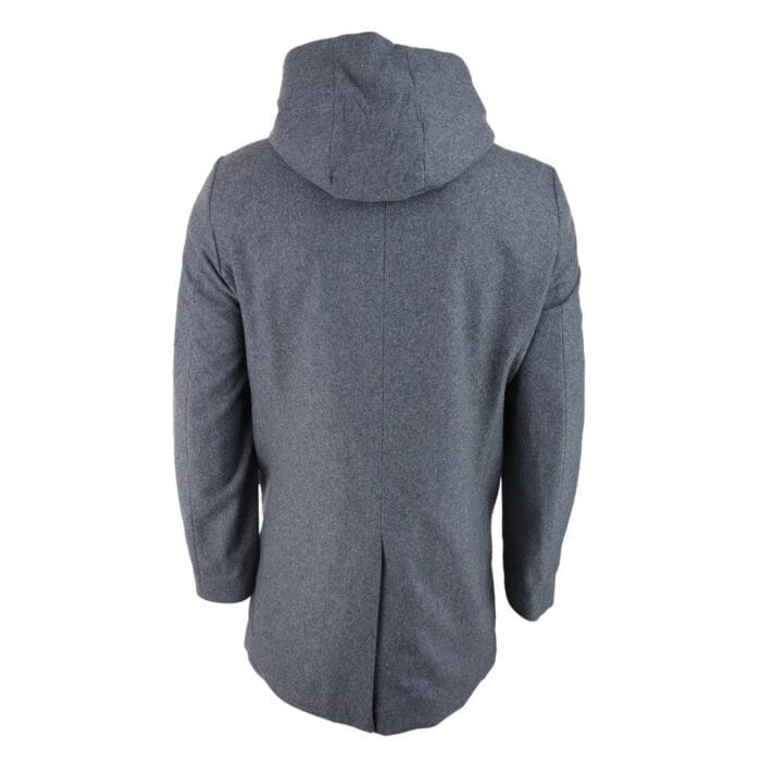 Mens 3/4 Long Overcoat Jacket Coat Removable Hood Smart Casual Winter Warm Wool - Knighthood Store