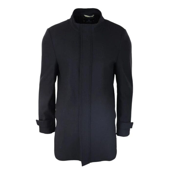 Mens 3/4 Long Overcoat Jacket Coat Removable Hood Smart Casual Winter Warm Wool - Knighthood Store