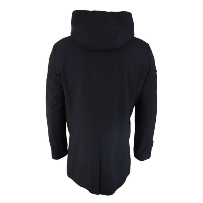 Mens 3/4 Long Overcoat Jacket Coat Removable Hood Smart Casual Winter Warm Wool - Knighthood Store