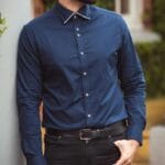 Mens Navy Button Down Shirt Floral Print Winchester Smart Casual Tailored Fit - Knighthood Store