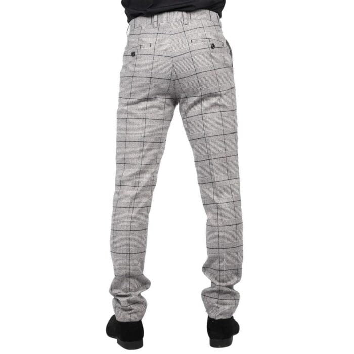 Mens Grey Check Black Tweed Trousers Vintage Classic 1920s Wedding Tailored Fit - Knighthood Store