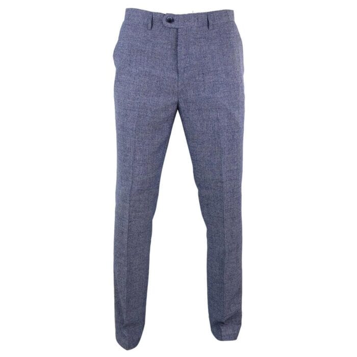 Mens Tweed Wool Check Vintage 1920s Classic Tailored Fit Trousers Regular Length - Knighthood Store