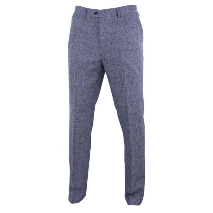 Mens Tweed Wool Check Vintage 1920s Classic Tailored Fit Trousers Regular Length - Knighthood Store