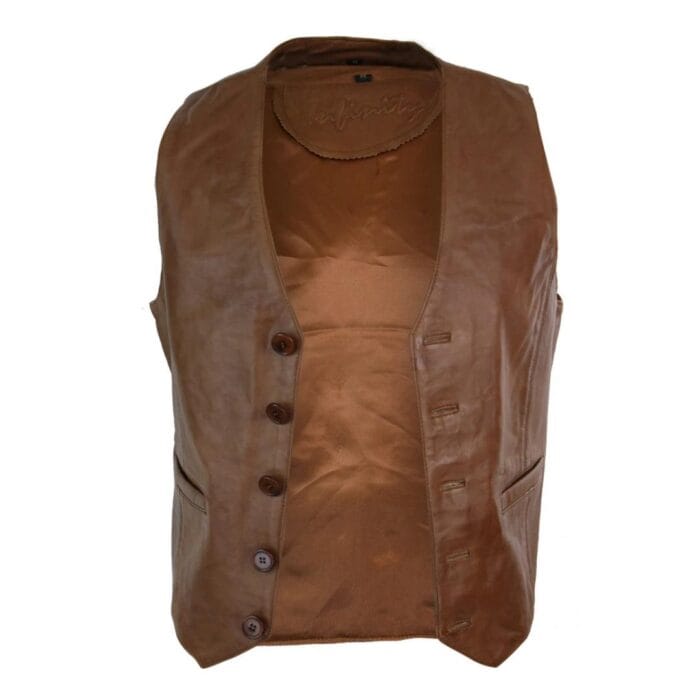 Mens Real Leather Gilet Waistcoat Classic Vintage Retro Black Camel - Knighthood Store