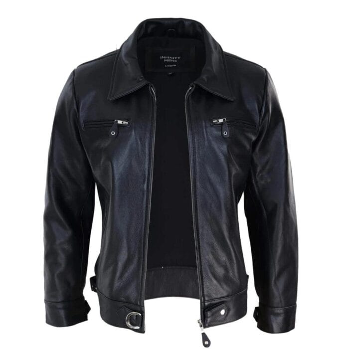 Mens Vintage Black Brown Zip Box Jacket Classic Vintage Car Coat Retro - Knighthood Store