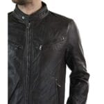 Mens Zipped Real Leather Biker Jacket Smart Casual Black Tan Brown Tailored Fit Vintage - Knighthood Store