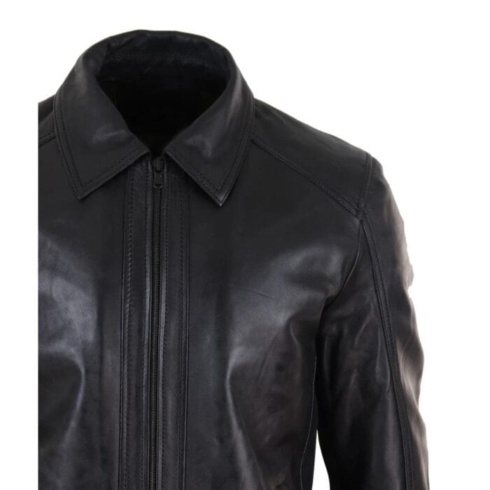 Mens Real Leather Jacket Black Tan Zipped Driving Classic Smart Casual Soft Napa - Knighthood Store