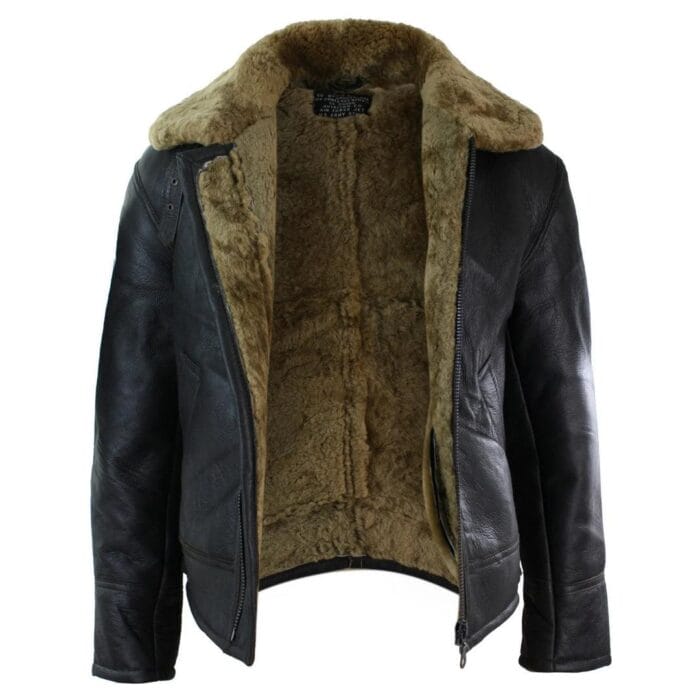 Mens Real Leather Sherling Sheepskin Original B3 Flying Pilot Jacket Warm Winter - Knighthood Store