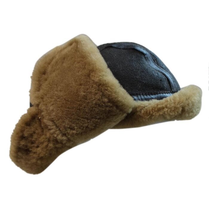Mens Genuine Sheepskin Pilot Aviator Trapper Hat Brown Ginger Beige Flying - Knighthood Store