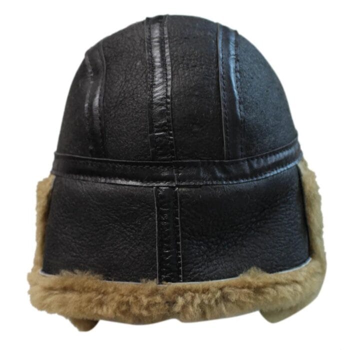 Mens Genuine Sheepskin Pilot Aviator Trapper Hat Brown Ginger Beige Flying - Knighthood Store