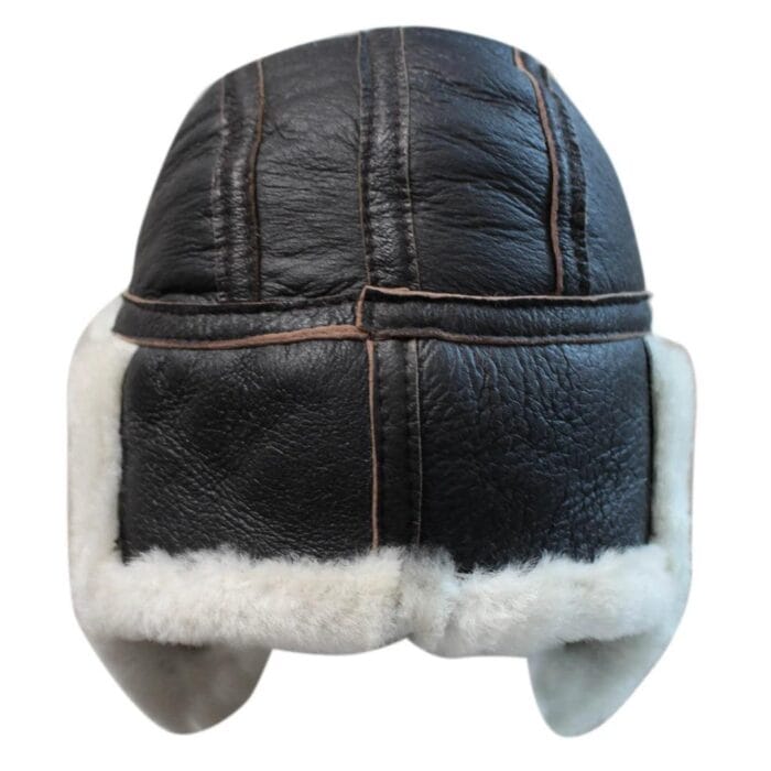 Mens Genuine Sheepskin Pilot Aviator Trapper Hat Brown Ginger Beige Flying - Knighthood Store