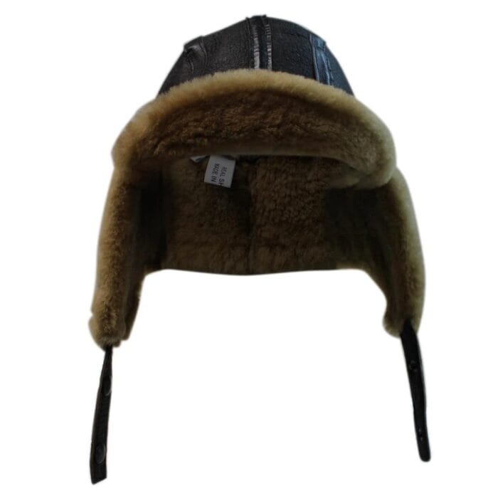 Mens Genuine Sheepskin Pilot Aviator Trapper Hat Brown Ginger Beige Flying - Knighthood Store