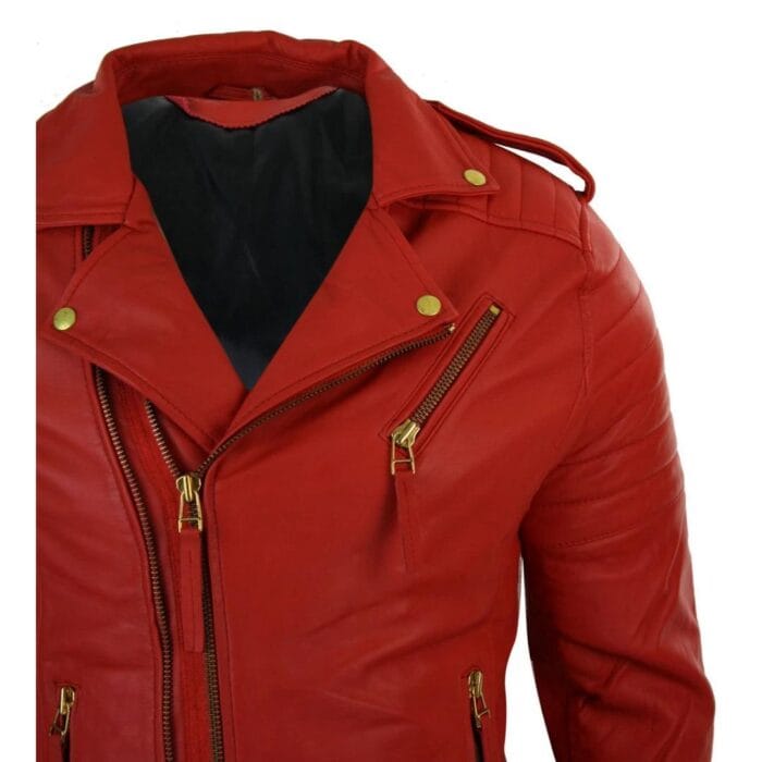 Mens Slim Fit Cross Zip Retro Vintage Brando Real Leather Jacket Vintage Biker - Knighthood Store
