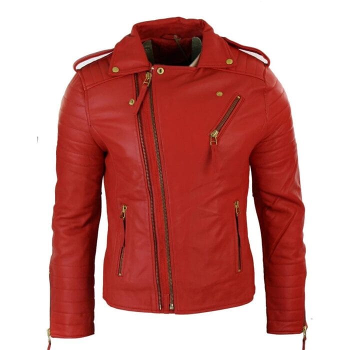 Mens Slim Fit Cross Zip Retro Vintage Brando Real Leather Jacket Vintage Biker - Knighthood Store