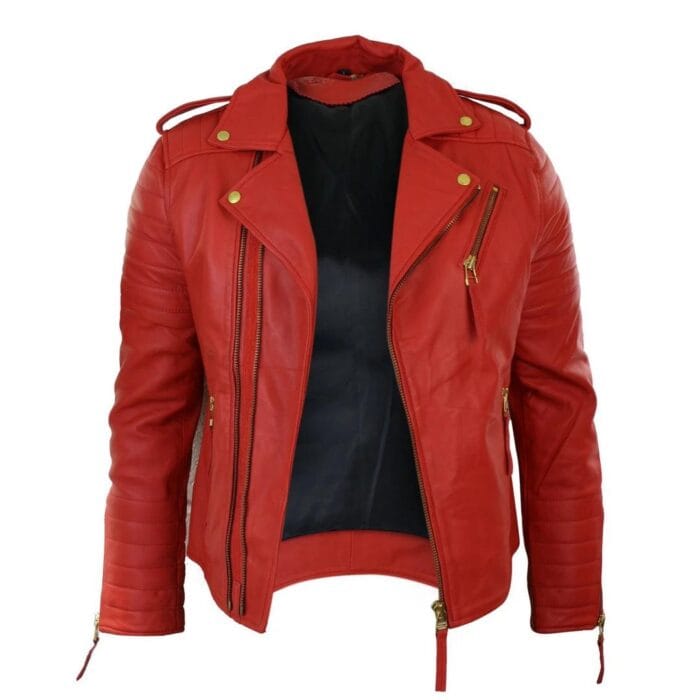 Mens Slim Fit Cross Zip Retro Vintage Brando Real Leather Jacket Vintage Biker - Knighthood Store