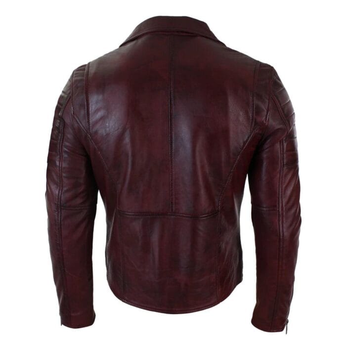 Mens Slim Fit Cross Zip Retro Vintage Brando Real Leather Jacket Vintage Biker - Knighthood Store