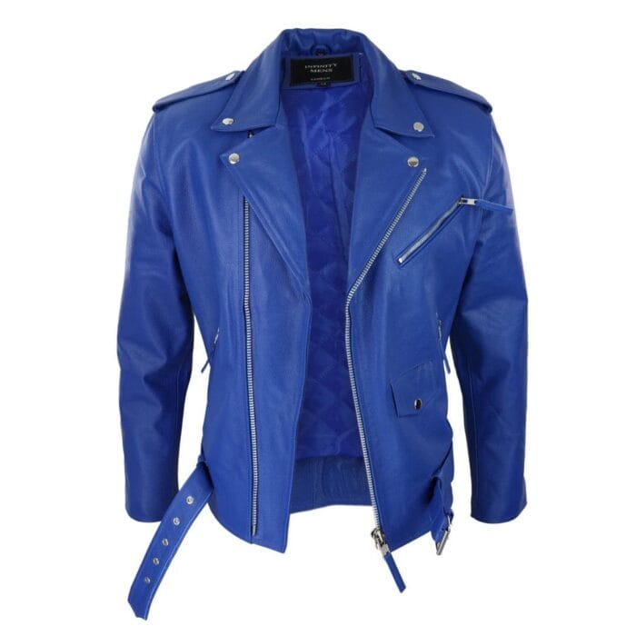 Mens Cow Hide Cross Zip Brando Biker Motorcycle Real Leather Jacket - Knighthood Store