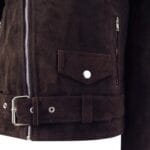 Mens Slim Fit Cross Zip Vintage Brando Washed Real SuedeJacket Brown Tan Camel - Knighthood Store
